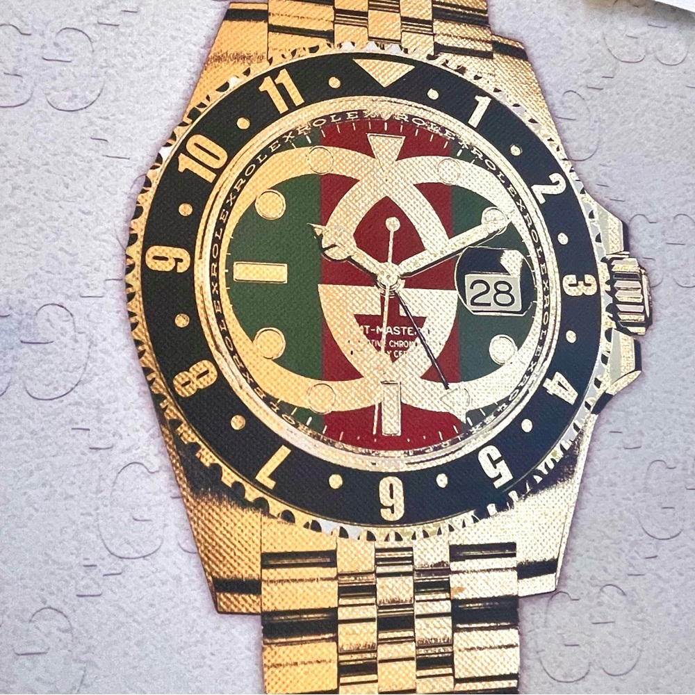 INSTINCT STYLE Wall Art Print Gucci Watch SIZE 11"x14" Gold Luxury Decor NWT